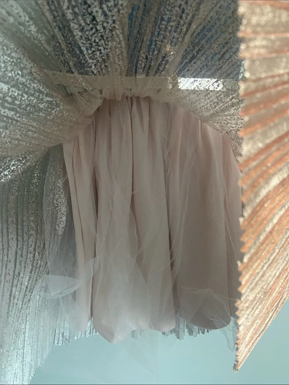 Pink & Violet Girls' Dark Blue Denim Rose Gold Pleated Skirt Dress w/belt